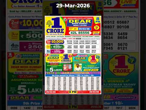 Nagaland State Lottery Sambad 8 PM Result Today 29 03 2026 Lottery Sambad Live Dear Lottery Live