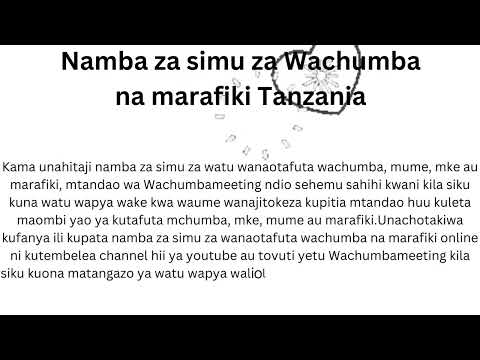 Namba Za Simu Za Wachumba Na Marafiki Tanzania Namba Za Simu Za Wachumba Na Marafiki Tanzania