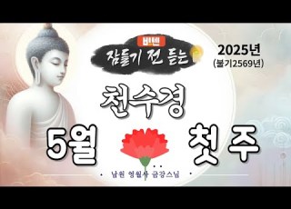 잠들기 전 듣는 천수경 5월 첫 째 주 ㅣ남원 영월사 금강스님ㅣ 한글 한자 자막 기도성취 공덕 꿀잠