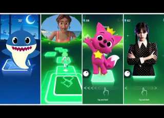 BABY SHARK Vs COCOMELON Vs PINKFONG Vs WEDNESDAY ADDAMS Tiles Hop EDM Rush