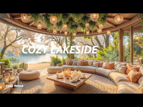 Dreamy Lakefront Cabin With Magical Lantern View Soft Jazz Fireplace For Study Focus