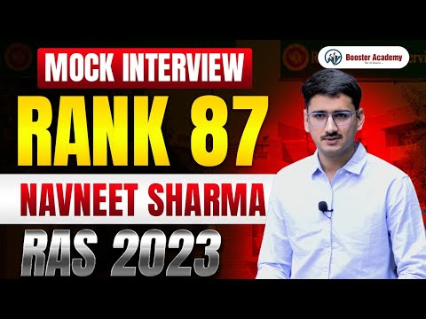 Navneet Sharma Rank 87 RAS Topper Mock Interview 2023 Booster Academy