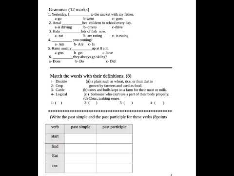 الامتحان الأول لغة إنجليزية للصف الثامن الفصل الدراسي الأول الامتحان الأول لغة إنجليزية للصف الثامن الفصل الدراسي الأول