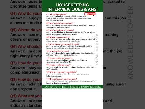 Housekeeping Interview Questions And Answers Housekeeping Training Video