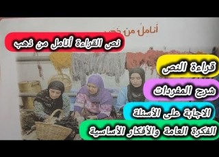 تحضير نص أنامل من ذهب السنة الرابعة ابتدائي