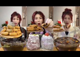 ASMR MUKBANG CREAM CHOCOLATE DESSERT EATING SHOW CHINESE MUKBANG 食べ 吃播 LOVE ASMR JENNIE 咀嚼音
