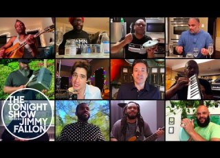 Jimmy Fallon Brendon Urie The Roots Remix Under Pressure At Home Instruments