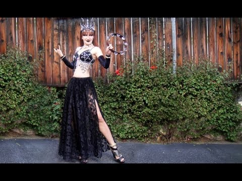 Gothic Belly Dance With Tambourine Black Lace Skirt Sofia Metal Queen Sofia Goldberg