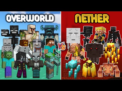 OVERWORLD Vs NETHER Minecraft Mob Battle