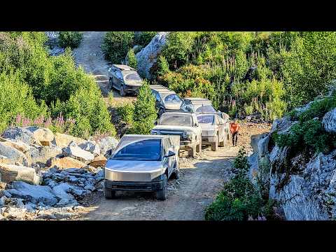 Off Roading With 6 Tesla Cybertruck 1 Rivian