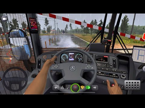Bus Simulator Ultimate Mobile GamePlay Drive The Mercedes Benz Tourrider Business Bus In Rain