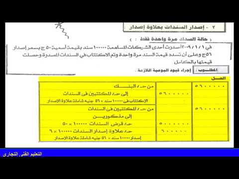 التعليم التجاري شعبة تسويق مادة محاسبة شركات المساهمة الترم الثاني الدرس الثانى قرض السندات