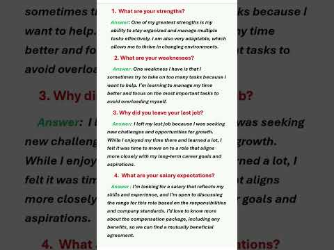 Top 4 Job Interview Questions And Answers Common Questions Interviewquestions Interview Shorts