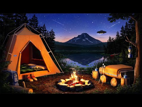 Summer Campfire Ambience At Frog Lake With Crackling Fire Frogs Crickets Summer Night Sounds