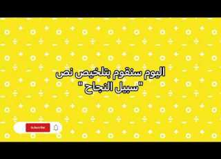 تلخيص نص سبيل النجاح