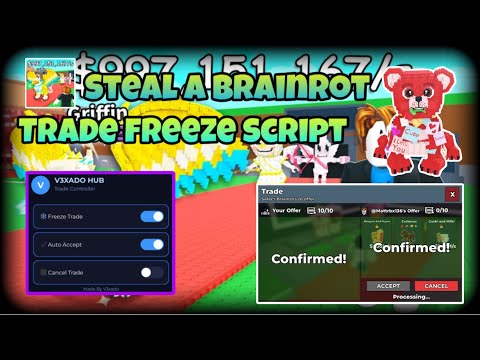 تحديث جديد سرقة سكربت احتيال تجاري من Brainrot تجميد الصفقة وإجبار المستخدم على قبولها