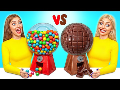 الغذاء الحقيقي مقابل الغذاء الشوكولاته التحدي حرب المطبخ Choco DO