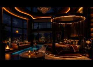  Gentle Jazz And Panoramic Night Views To Unwind Cozy Luxury Bedroom With A Fireplace Sound