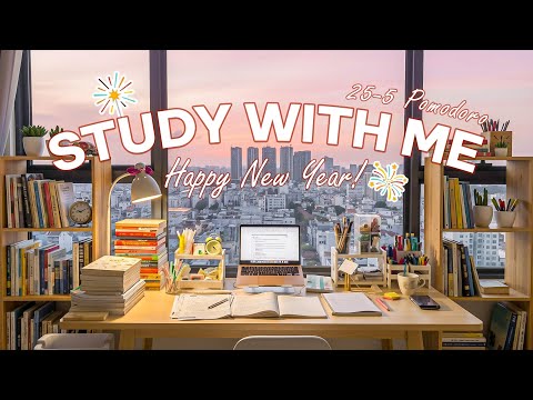 2 HOUR STUDY WITH ME New Year Study Session 2026 Calm Piano Rain Sounds 25 5 Pomodoro