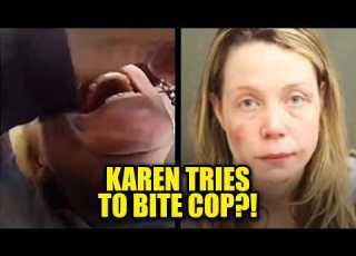 WATCH Karen Goes BALLISTIC On Elderly Woman In Traffic Bites Cop During Arrest