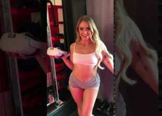 Petite Blonde Kenzie Madison BTS At Her Sexy VR Gym Scene For SLR Originals SFW