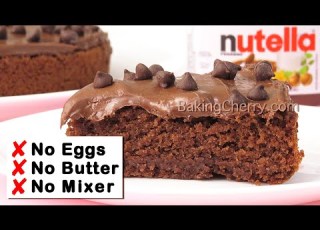 FLUFFY AND MOIST NUTELLA CAKE No Eggs No Butter Easy Chocolate Cake Recipe Baking Cherry