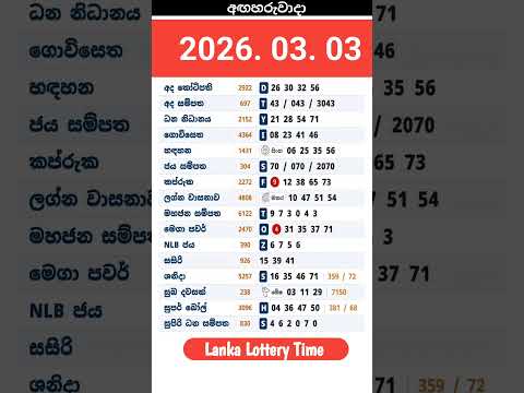 2026 03 03 අද ද න ස යල ම ල තර ය ප රත ඵල NLB DLB Today All Lottery Results Dlb Nlb Dlb News
