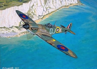 Oil Painting Time Lapse DOVER SCOUT Spitfire Over The White Cliffs Of Dover 5 25 23