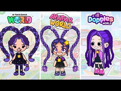 LILY LOVE BRAIDS In 3 GAMES Avatar World Toca Boca Dopples PAZU