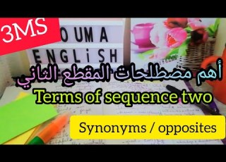 السنة الثالثة متوسط أهم مصطلحات The Essential Terms In Sequence Two Synonyms And Antonyms