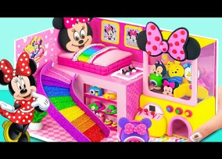 Build Minnie Mouse Funhouse With Claw Machine Rainbow Slide From Polymer Clay DIY Miniature House