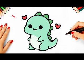  Cómo Dibujar Un Dinosaurio Kawaii Lindo Fácil I Como Desenhar Um DINOSSAURO KAWAII I Fácil