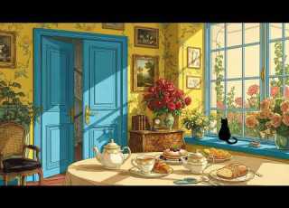 Classic Oldies 1940s Playing In Another Room While You Have Breakfast On A Sunny Spring Morning