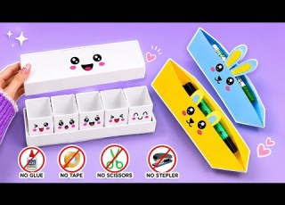 DIY Kawaii Organizer Box DIY Paper Pouch No Glue No Tape DIY Paper Craft Ideas Diy Craft
