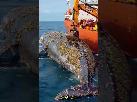 تنظيف أكبر مخلوق على وجه الأرض الحوت الأزرق تحت الغسل