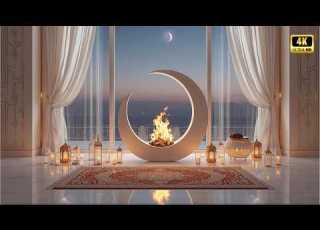  Cheminée Croissant De Ramadan 4K Décoration Islamique Luxe Ambiance Spirituelle