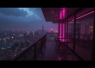 Rainy Park Bench Under An Umbrella With Lofi To Unwind
