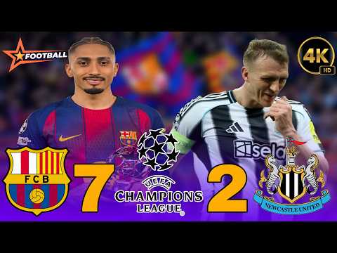 ملخص مباراة برشلونة ونيوكاسل يونايتد 7 ـ 2 ـ إياب ثمن نهائي دوري أبطال أوروبا ـ فوز ساحق لبرشلونة