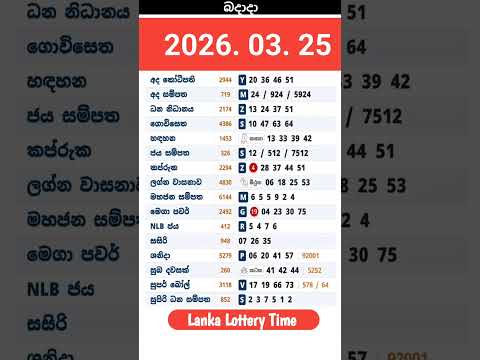 2026 03 25 ල තර ය ප රත ඵල NLB DLB Today All Lottery Results Dlb Nlb Dlb News