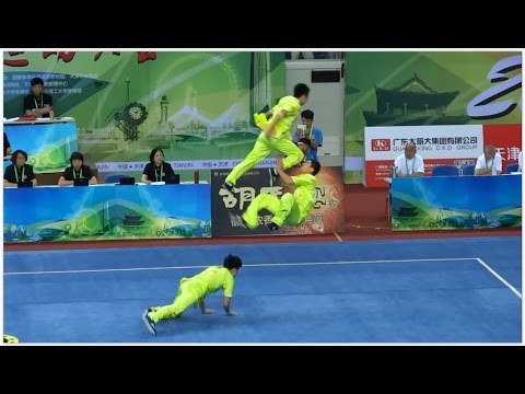 1st China National Wushu Games 第一届全国武术运动大会 Men Duilian Chongqing Team 重庆 梁家耀 周维 翟钰博 9 60