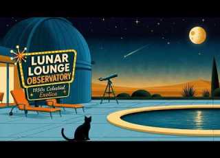 1950s Celestial Escape Exotica Jazz Glowing Observatory For Frame TV Art