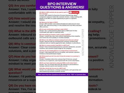 BPO Interview Questions And Answers For Freshers And Experienced
