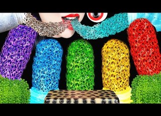 ASMR RAINBOW FROG EGGS HONEY JELLY MOCHI CREPE CAKE BOBA JELLY BIRD GLASS DRINKING SOUNDS 신기한물먹방