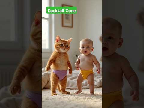 مياو مياو اطفال حيوانات ضحك Children Baby Babygirl Happy Pets Friends مياو Cats بابا