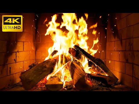 Fireplace Mountain Night With Christmas Atmosphere With Crackling Fire For Evening Relaxation