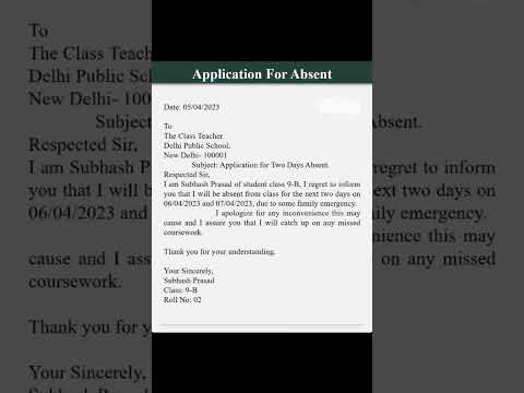How To Write Absent Letter Application Letter Absent Letter Application Short Video