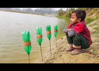  Best Fishing Video 2022 Traditional Boy Catching Big Fish With Plastic Bottle Fish Hook By River