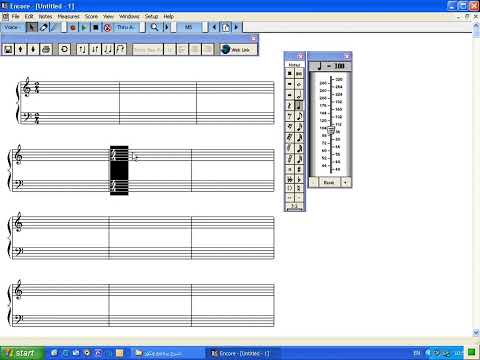 تعلم البرنامج الموسيقي Encore لتدوين النوتة الموسيقية كيفية اعداد الميزان الايقاعي