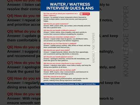 Waiter Interview Questions And Answers Waitress Interview Questions And Answers