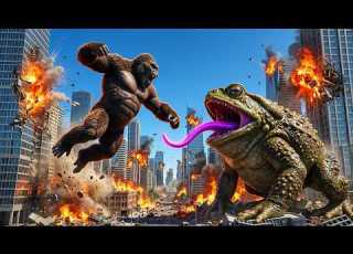 King Kong Vs Giant Toad Monster Epic City Destruction Battle 8K Cinematic